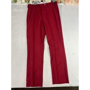 COOFANDY Mens Burgundy Dress Pants Flat Front Tailored Formal Trousers 34x32